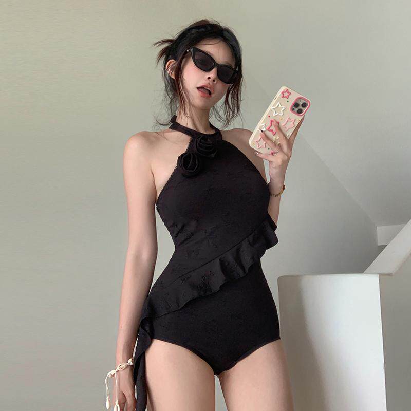连体保守遮肚显瘦性感小香风比基尼新款温泉游泳衣女度假温泉游泳