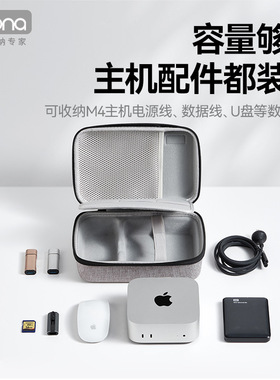 适用Mac Mini M4苹果主机收纳包一体式鼠标电源线便捷保护袋硬壳