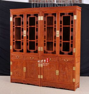 实木书房博古架书橱柜子 中式 刺猬紫檀书柜 红木家具花梨木书架