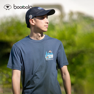 booroola帕诺夏美利奴羊毛户外印花短袖T恤男抑菌吸湿快干可机洗