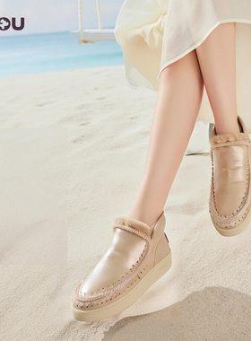 mou2025秋冬新款爱斯基摩特殊金属色羊皮毛一体风雪地靴冬靴短靴