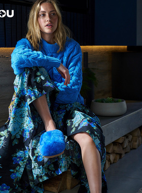 mou秋冬女士 保暖时尚羊毛拖鞋 毛毛拖可外穿