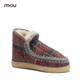 mou秋冬爱斯基摩迷你休闲羊皮毛一体格纹花呢雪地靴短靴