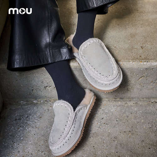 mou经典羊毛编织拖鞋毛毛拖鞋