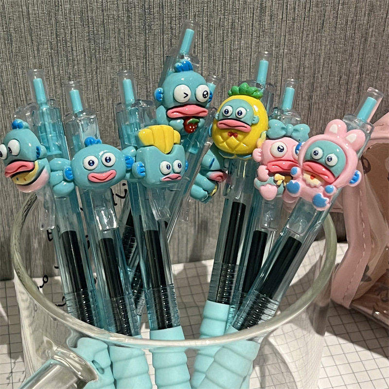 个性创意高颜值学生用刷题笔按动笔卡通可爱少女心丑鱼汉顿中性笔