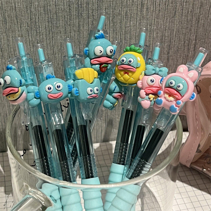 个性创意高颜值学生用刷题笔按动笔卡通可爱少女心丑鱼汉顿中性笔