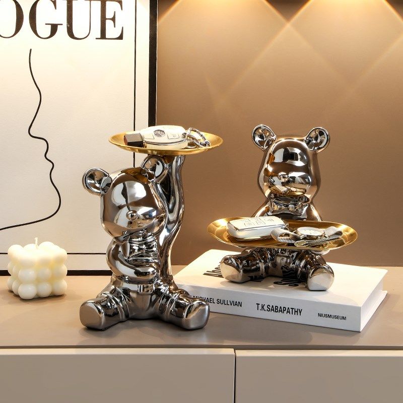 暴力熊时钟摆件电子钟表摆台式智能数字小闹钟玄关客厅桌面装饰品