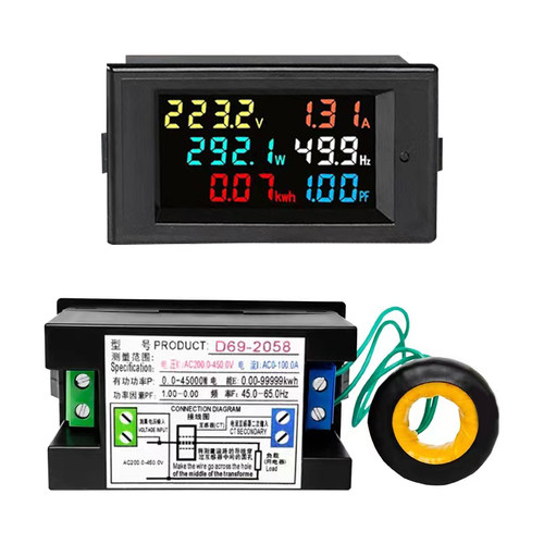 交流高精度电压电流表功率表电量显示功率因数频率数显智能测试仪