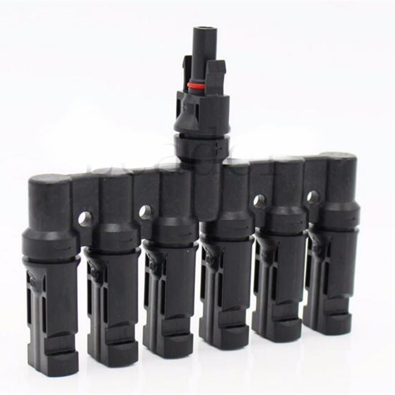 太阳能连接器 光板连接器 MC4T型七通 一分六接头 电池板并联七通