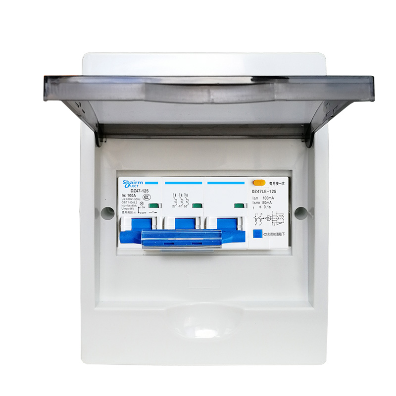 380V上海人民防水盒+漏保3P三相四线4P空气开关带漏电保护断路器