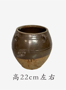 民俗老物件怀旧老陶罐老式大肚陶瓷罐子复古装饰摆件
