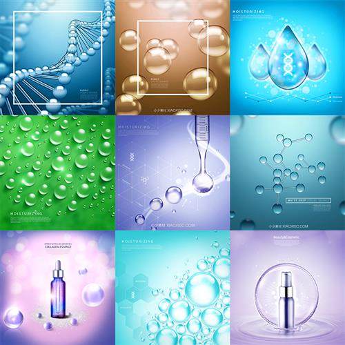 h-223美容护肤化妆品精华液水滴水珠dna基因分子广告海报psd素材