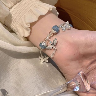 清凉爆花蝴蝶串珠手链女2025新款小众设计感超仙甜美学生闺蜜手串