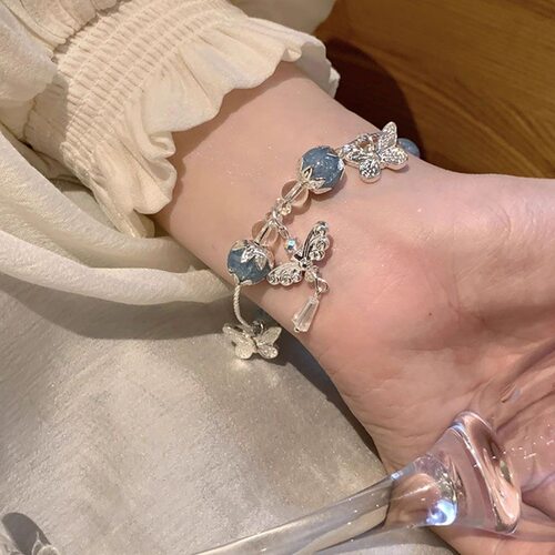 清凉爆花蝴蝶串珠手链女2025新款小众设计感超仙甜美学生闺蜜手串