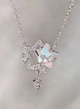 简约百搭轻奢星星水晶项链女锁骨链合金小众设计精致高级感颈链