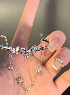 鞠婧祎同款手链蝴蝶手链条甜美百搭气质高级感手镯爱心闺蜜手镯