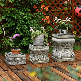 庭院石柱墩室外花架仿石花盆景摆放架人造石墩子底座户外花园石凳