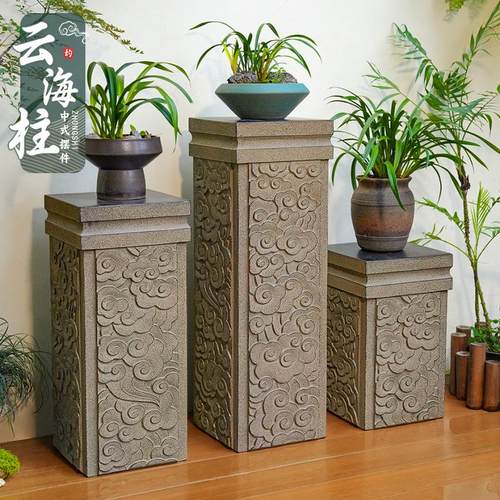 中式仿石柱底座展示柱