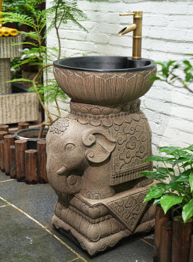 庭院水池台盆室外洗手盆一体户外花园水槽阳台中式立柱盆拖把池