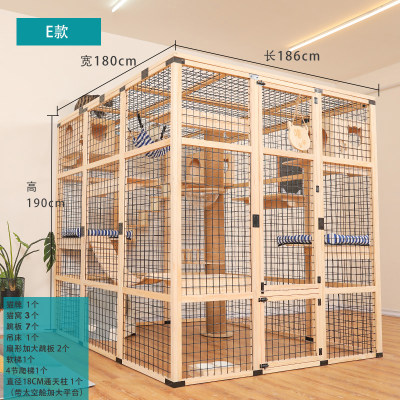 高档猫笼子 大猫笼别墅型超大自由空间猫笼 家用室内实木猫笼三层