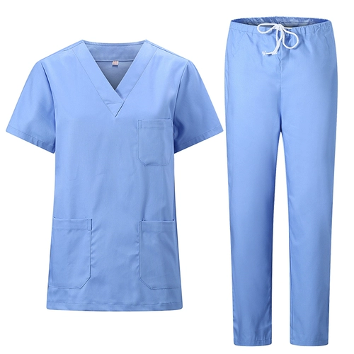 Хлопковый летний тонкий лонгслив, униформа врача, короткий рукав