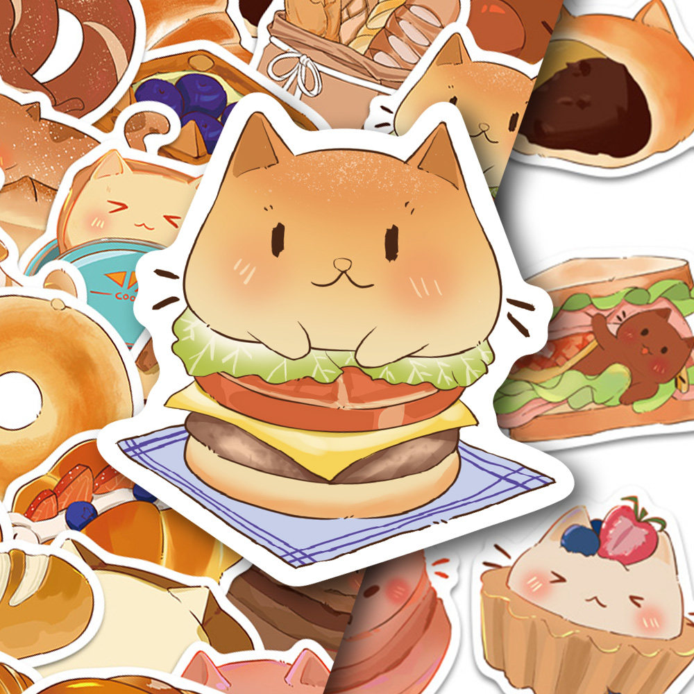 100张面包猫贴纸卡通可爱手账手机壳笔记本行李箱装饰防水贴画diy,文具电教/文化用品/商务用品,贴纸/立体贴纸,淘宝优惠券,粉丝福利购,淘宝优惠卷