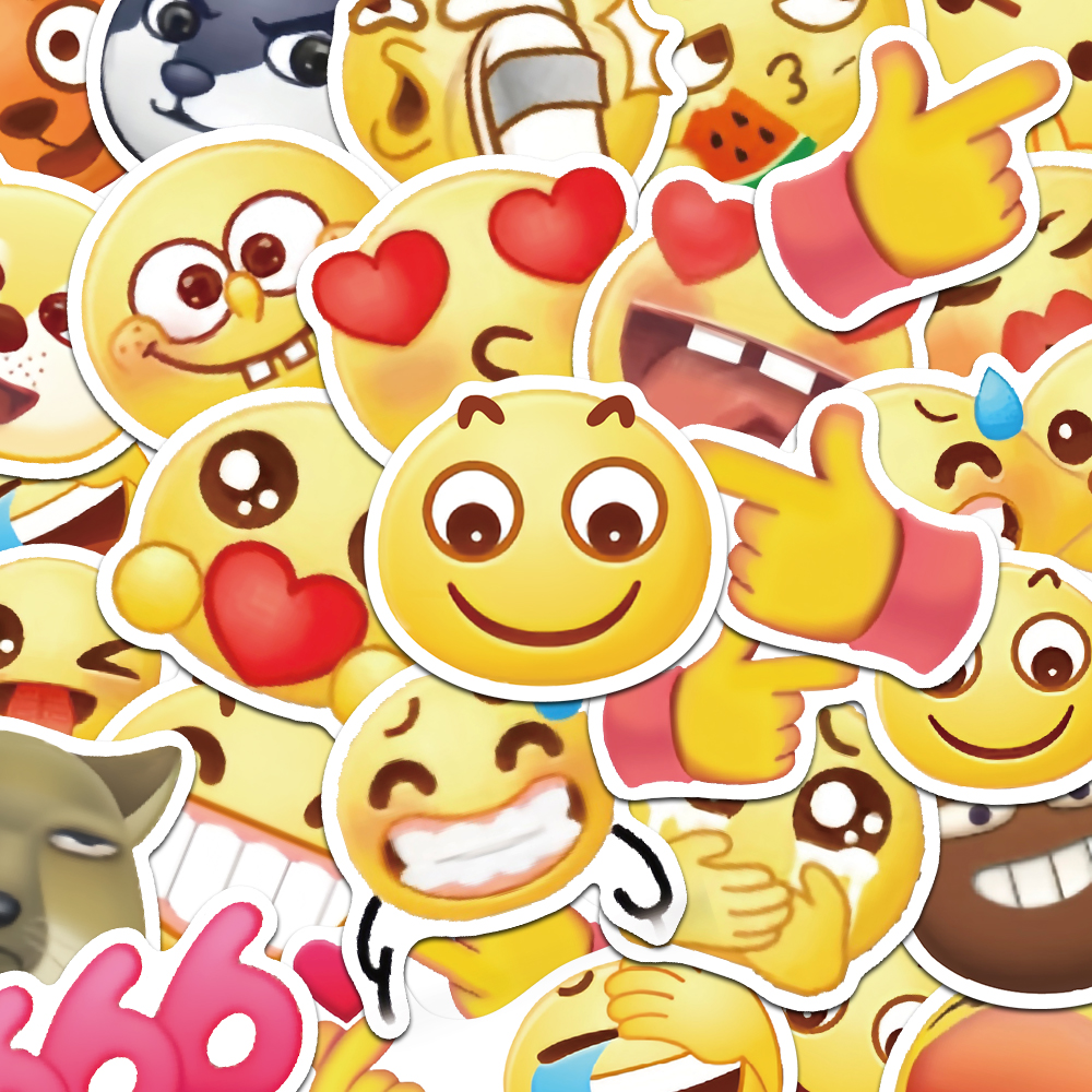 124张抖音emoji表情包贴纸可爱卡通搞笑搞怪手机壳笔记本防水贴纸