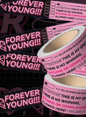 Keep Of White卷卷贴纸y2k粉墨色胶带创意警示行李箱电脑水杯防水