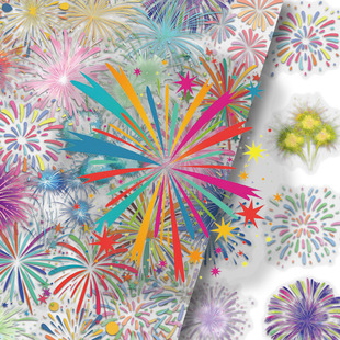 100张绚烂烟花贴纸ins清新彩绘烟花烟火璀璨PET贴纸diy装饰贴画