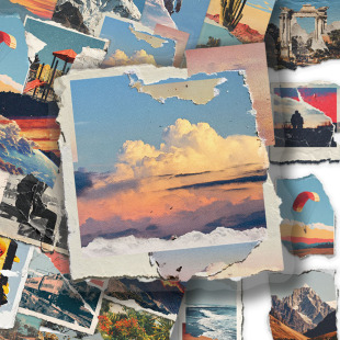 100张撕裂的图片贴纸ins复古创意手账手机壳笔记本装饰防水贴画