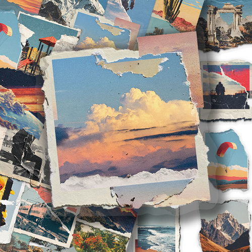 100张撕裂的图片贴纸ins复古创意手账手机壳笔记本装饰防水贴画