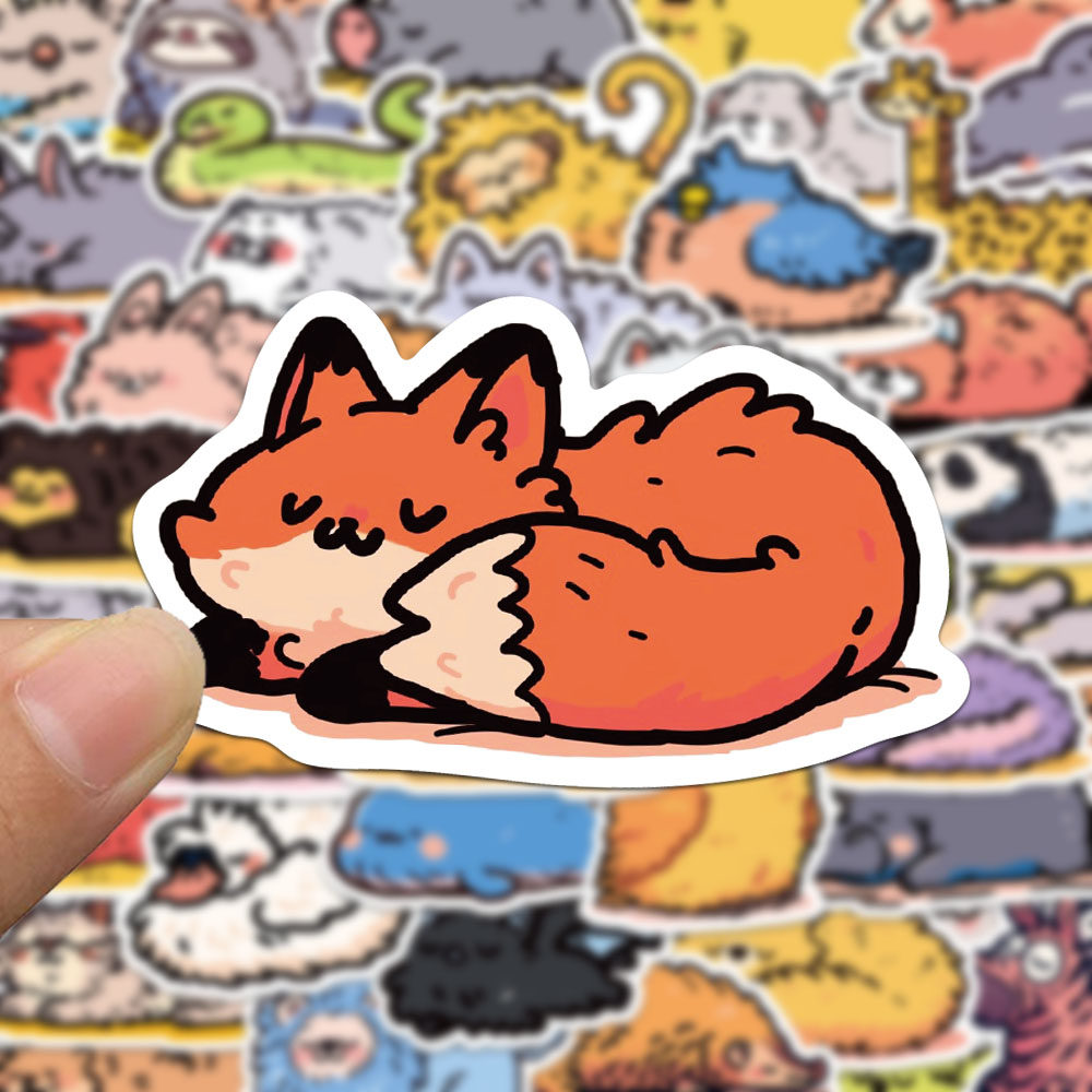 100张舒适的卡通动物睡觉贴纸卡通可爱手账手机壳笔记本装饰贴画