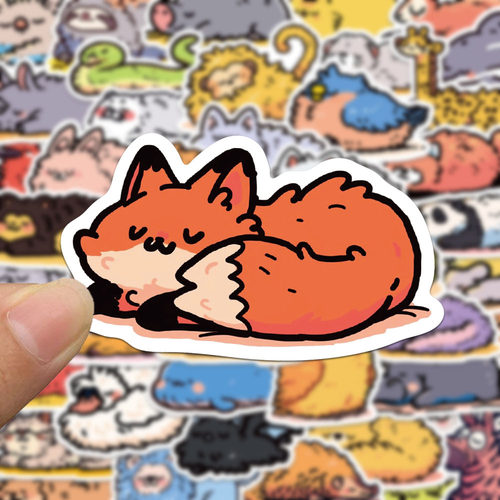 100张舒适的卡通动物睡觉贴纸卡通可爱手账手机壳笔记本装饰贴画