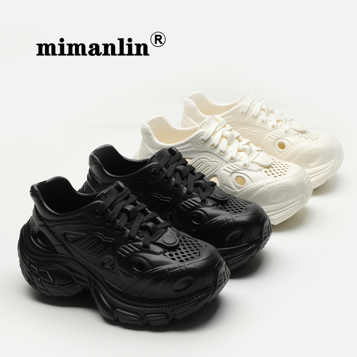 米曼琳增高小白鞋涉水透气女款夏季防滑潮牌老爹鞋运动全包凉鞋子