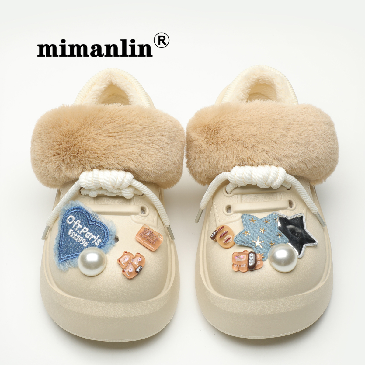 加绒洞洞鞋秋冬季2024新款防滑防水棉鞋室内居家包跟大码大头棉拖