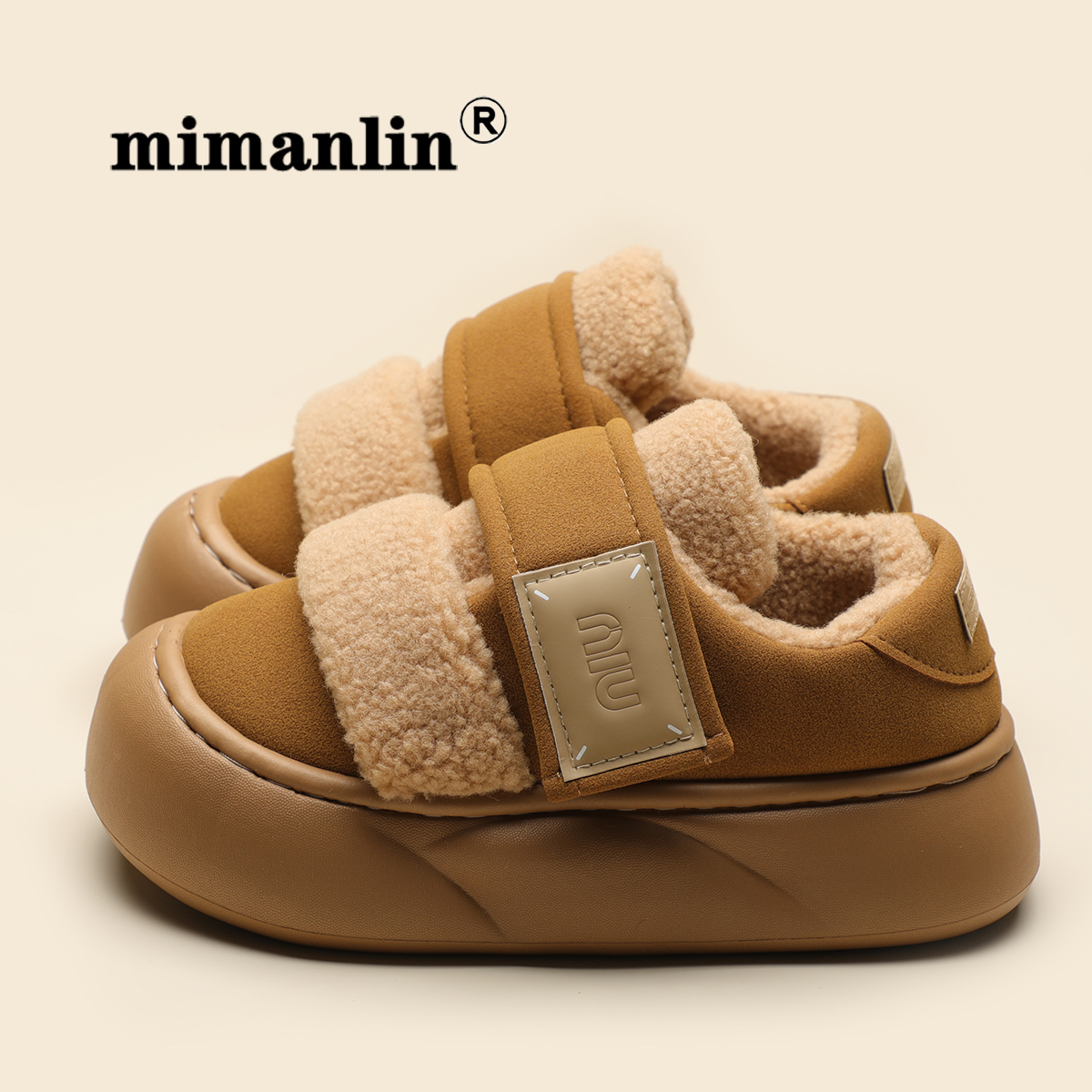 厚底毛毛棉拖女包跟秋冬季2024新款加绒保暖室内居家防滑月子棉鞋