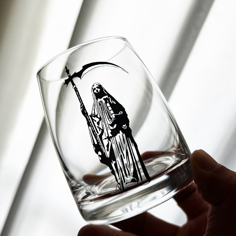个性水晶玻璃杯威士忌酒杯洋酒啤酒杯家用果汁饮料杯创意图案水杯