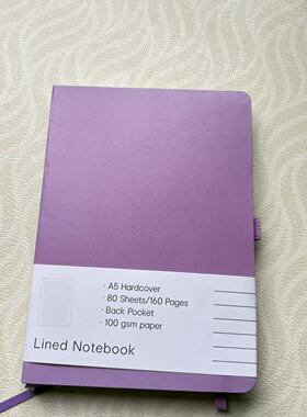 a5紫色笔记本纸张100克加厚学生用日记本简约横线内页硬壳本子