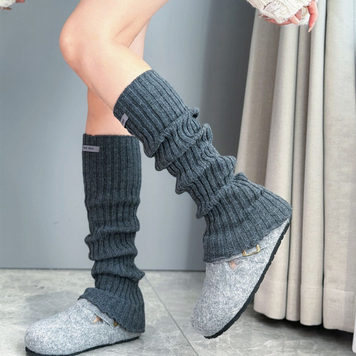 韩版翻边min字母袜套女~秋冬针织护腿灰色堆堆袜JK风腿套搭鲨鱼裤,女士内衣/男士内衣/家居服,长筒袜,淘宝优惠券,粉丝福利购,淘宝优惠卷