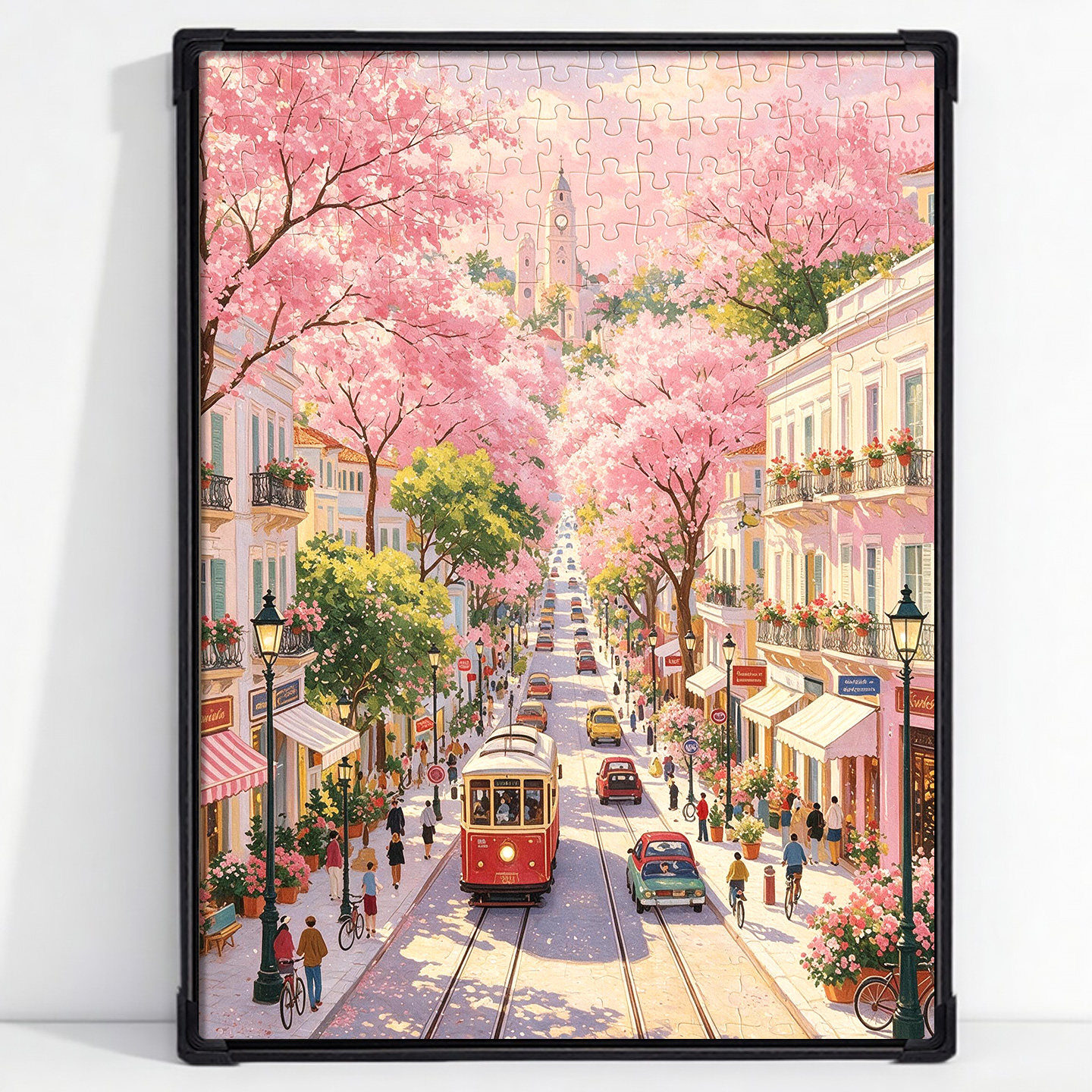 《樱花街道》1000片治愈系风景拼图高端丝绒工艺成人版解压高颜值