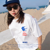 WIINUS原创新款 潮流宽松百搭T恤 夏季 燕子复古印花男女同款 短袖