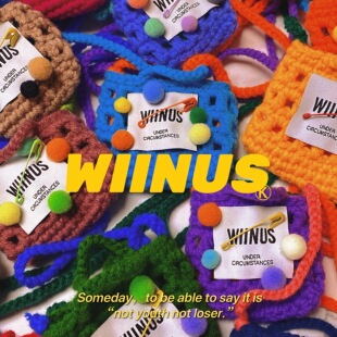 WIINUS手工原创设计钩织毛线耳机包毛绒冬季斜挎小包零钱毛线diy