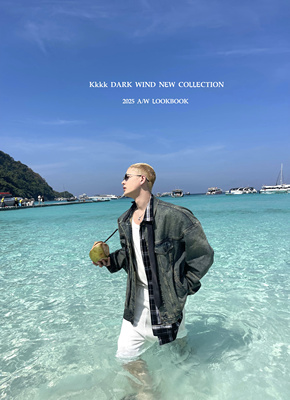 kkkk暗黑风「店主私服」格子不规则领带拼接假两件设计感牛仔外套