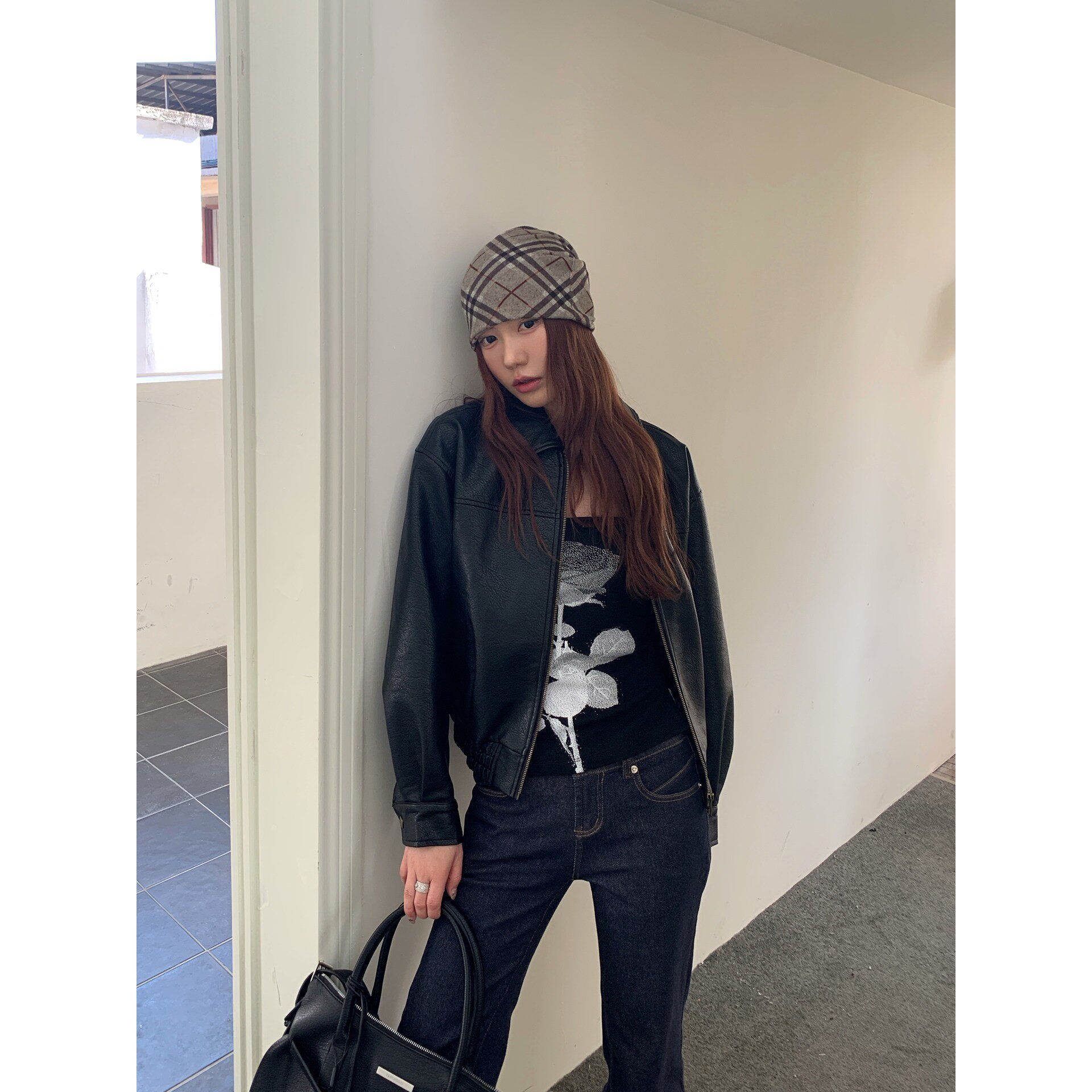 Halo Luu 复古黑色皮衣外套女春季2026新款高级感短款机车皮夹克