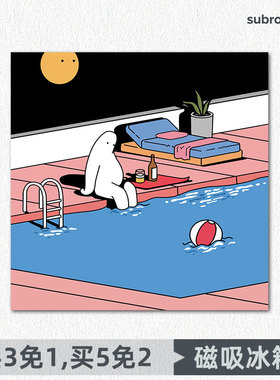 Mr.Donothing懒先生卡通小众艺术创意客厅卧室装饰磁吸贴磁性贴