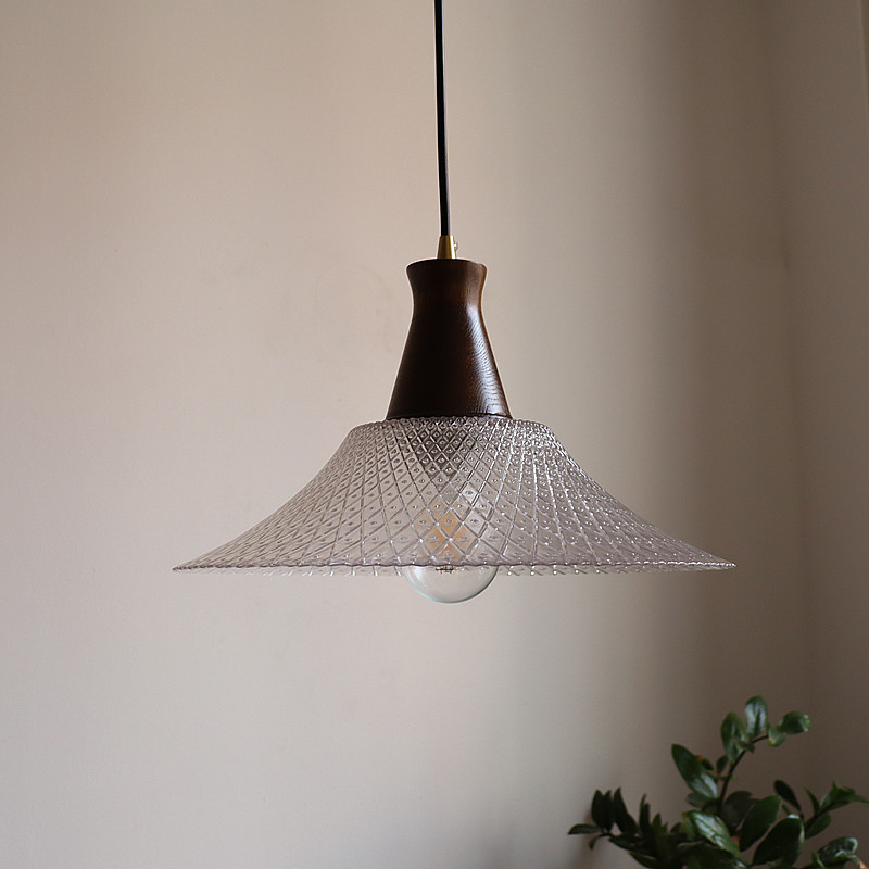 美式复古胡桃木玻璃餐厅吊灯