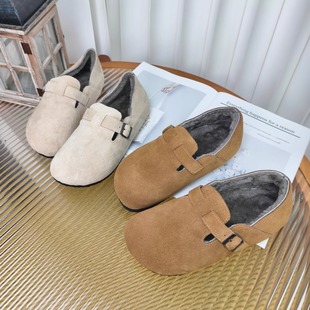 328 保暖羊毛里全包勃肯软底休闲舒适圆头平底鞋 冬季 慢先森