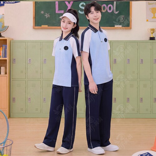 辽宁省沈阳市铁西区初中夏季校服第一款儿童夏季短袖高中生班服