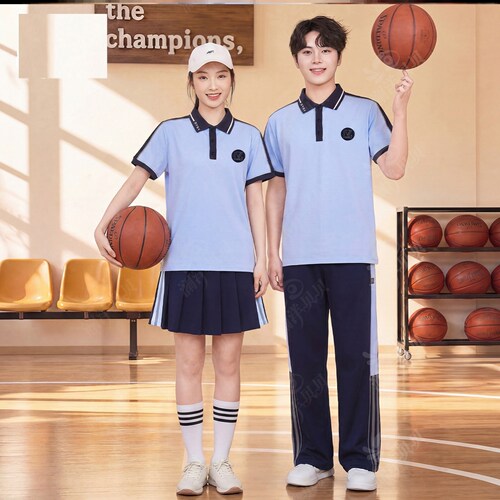 辽宁省沈阳市辽中区中学夏季校服第三款儿童初高中短袖班服定做