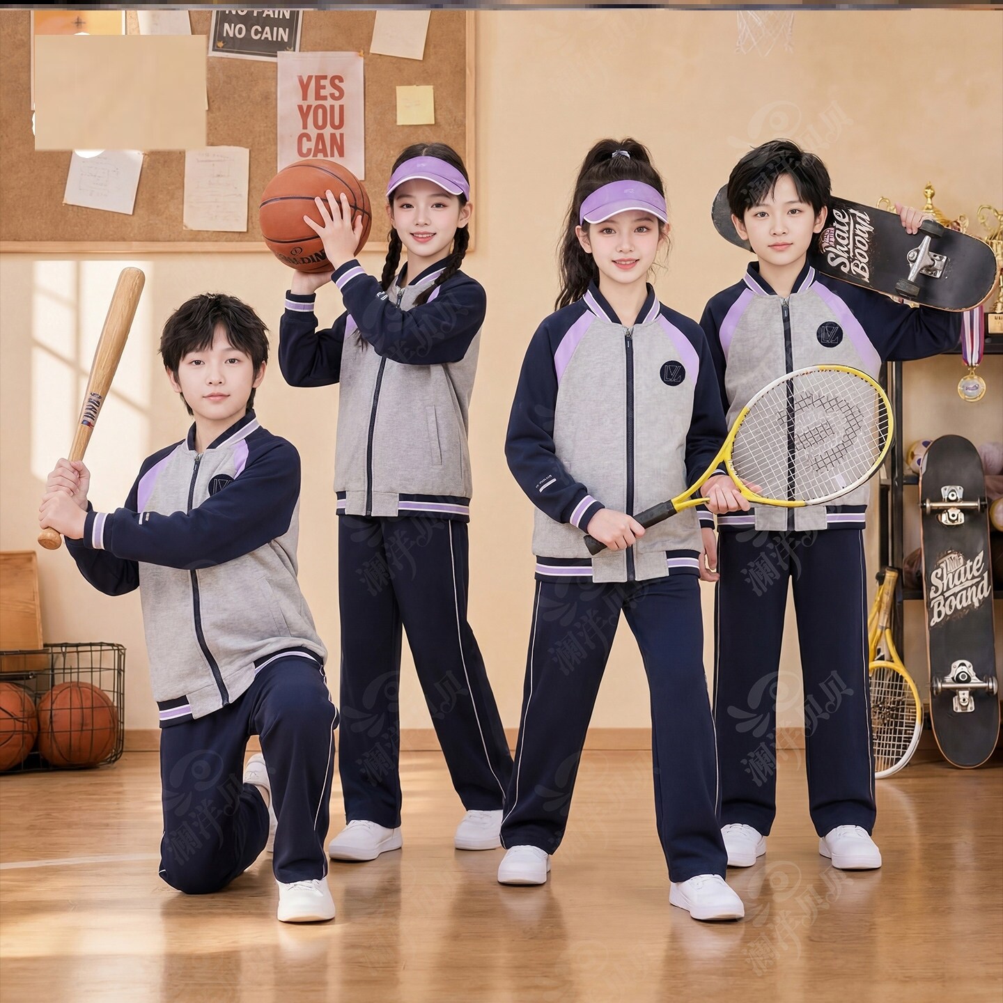 辽宁省沈阳市浑南区中学生春秋季校服第二款儿童初中生运动班服